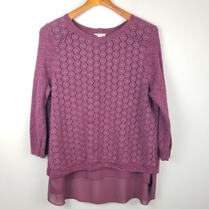 Lucky Brand Layered Knit Sweater Size XL Open Back